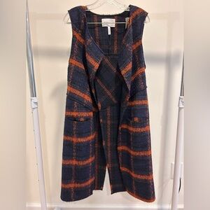 BCBGeneration Plaid Vest in Navy and Orange